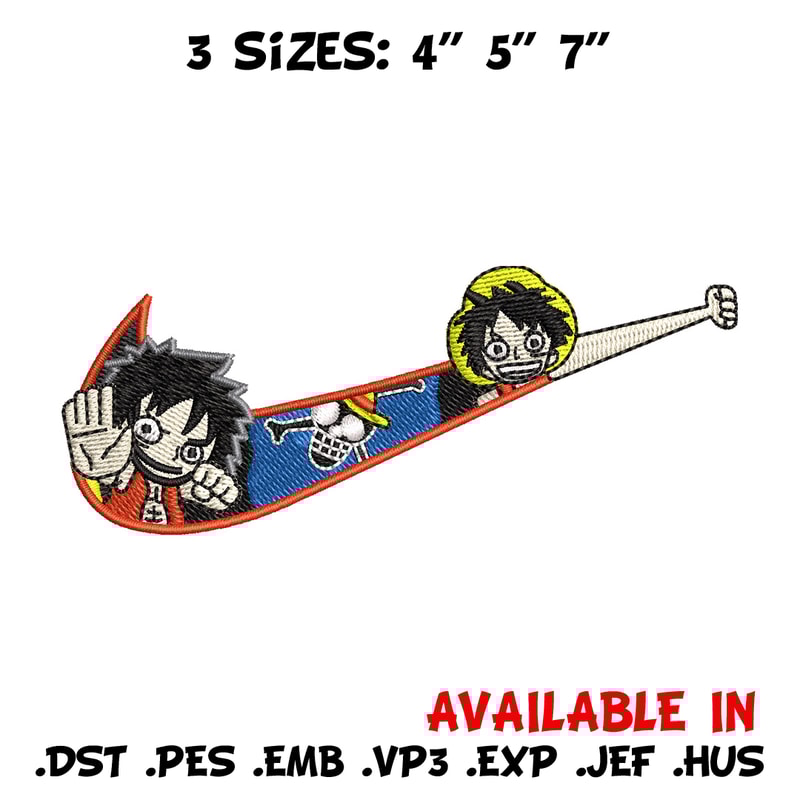 Nike x luffy embroidery design, One piece embroidery, Nike design, Embroidery shirt, Embroidery file, Digital download.jpg