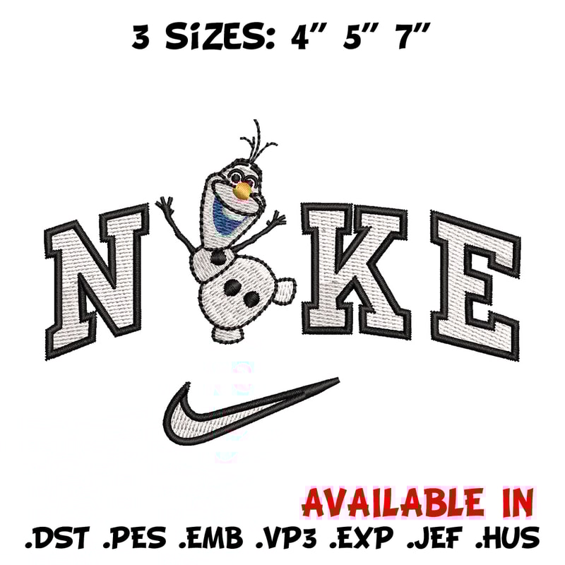 Nike x olaf embroidery design, Disney embroidery, Nike design, Embroidery shirt, Embroidery file, Digital download.jpg
