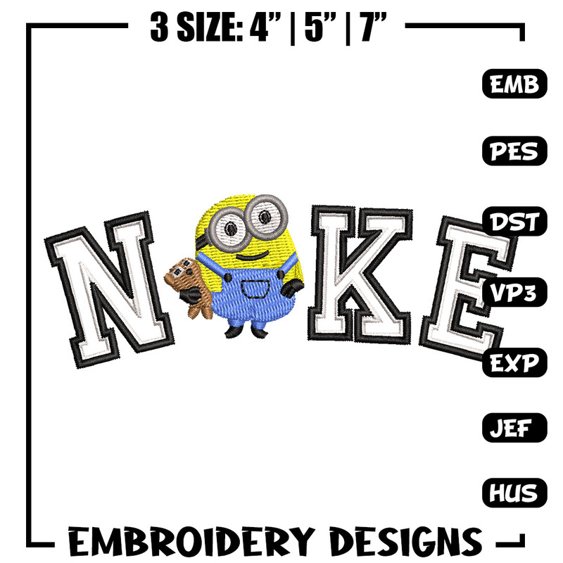 Nike minion embroidery design, Minion embroidery, Nike design, Embroidery shirt, Embroidery file, Digital download.jpg