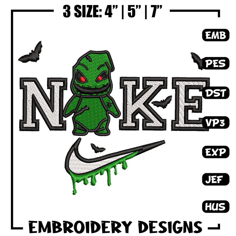 Nike oogie boogie embroidery design, Horror embroidery, Nike design, Embroidery shirt, Embroidery file, Digital download.jpg