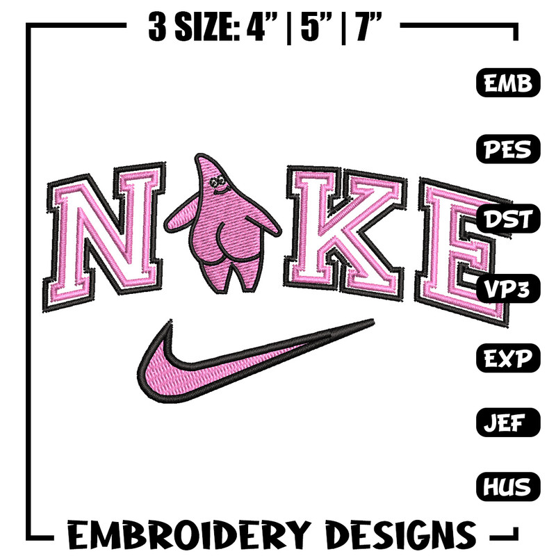 Nike patrick embroidery design, Spongebob embroidery, Nike design, Embroidery file, Embroidery shirt, Digital download.jpg