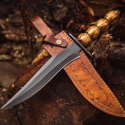 custom handmade stainless steel hunting bowie knife, powder coated knife