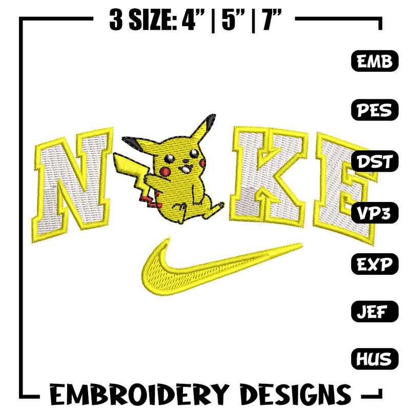 Nike pikachu embroidery design, Pokemon embroidery, Nike design, Embroidery shirt, Embroidery file, Digital download.jpg