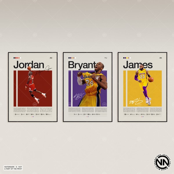 Michael Jordan, Kobe Bryant, Lebron James, Legends 3 Poster - Inspire Uplift