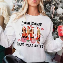 mean girls christmas sweatshirt, merry fetchmas sweatshirt, funny xmas sweatshirt, cute womens holiday shirt mean girl,