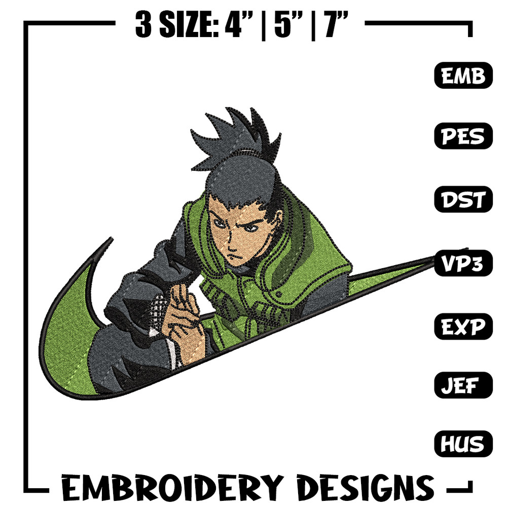 Nike Shikamaru embroidery design, Naruto embroidery, Nike design, anime design, anime shirt, Digital download.jpg