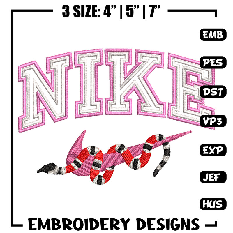 Nike snake embroidery design, Snake embroidery, Nike design, Embroidery shirt, Embroidery file, Digital download.jpg