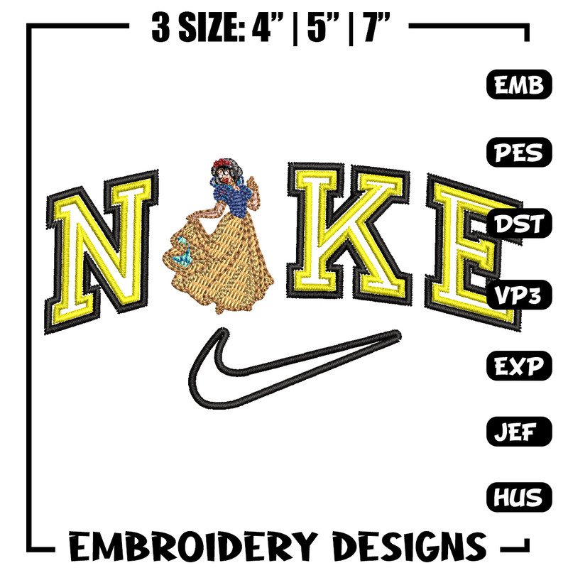 Nike snow white embroidery design, Disney embroidery, Nike design, Embroidery shirt, Embroidery file,Digital download.jpg
