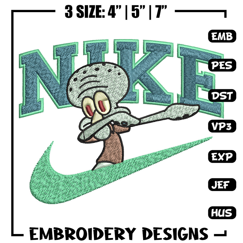 Nike Squidward Embroidery Design, Spongebob Embroidery, Nike Embroidery, Embroidery File, Logo shirt, Digital download.jpg