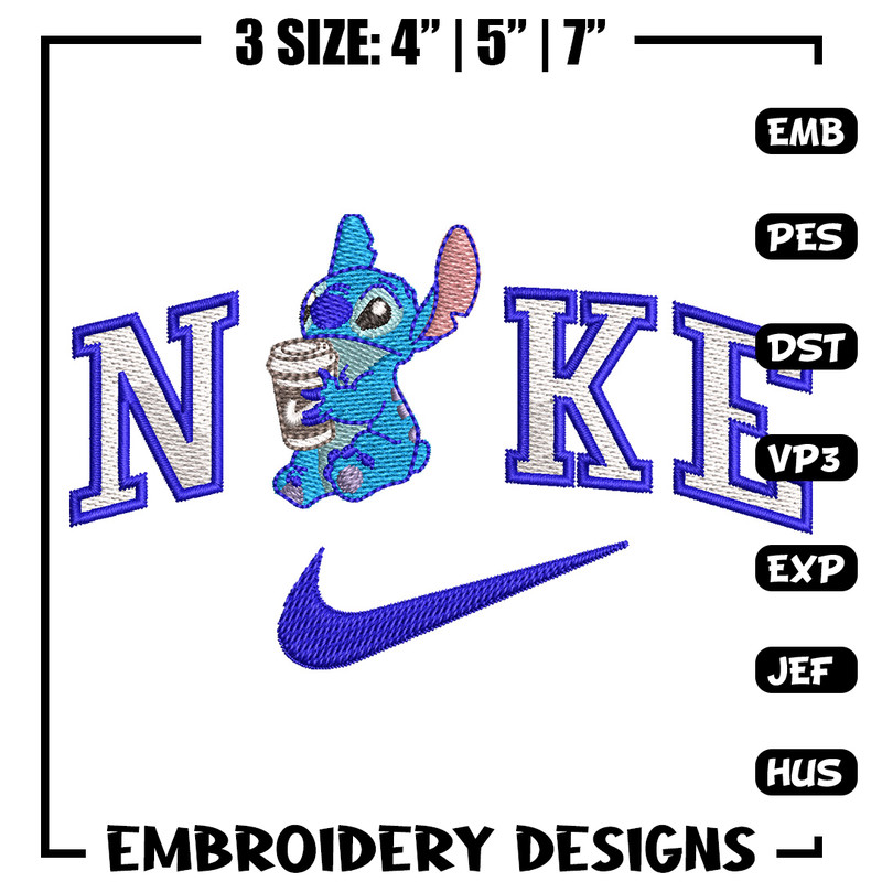 Nike stitch coffee embroidery design, Stitch embroidery, Nike design,Embroidery shirt, Embroidery file, Digital download.jpg