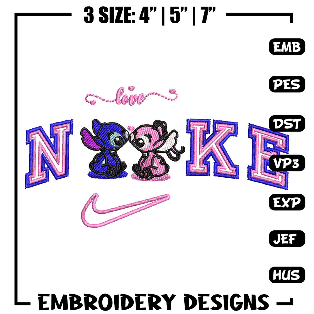Nike stitch couple embroidery design, Stitch embroidery, Nike design, Embroidery file,Embroidery shirt, Digital download.jpg