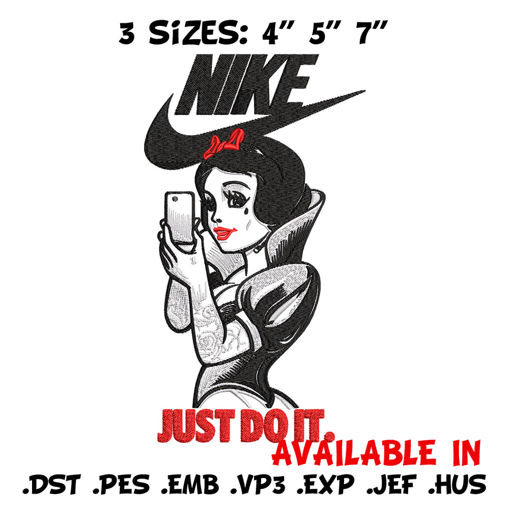 Snow white Nike Embroidery design, Snow white Embroidery, Nike design, Embroidery file, cartoon shirt, Instant download,.jpg