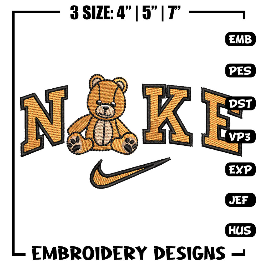 Nike teddy bear embroidery design, Bear embroidery, Nike design,Embroidery file,Embroidery shirt,Digital download.jpg