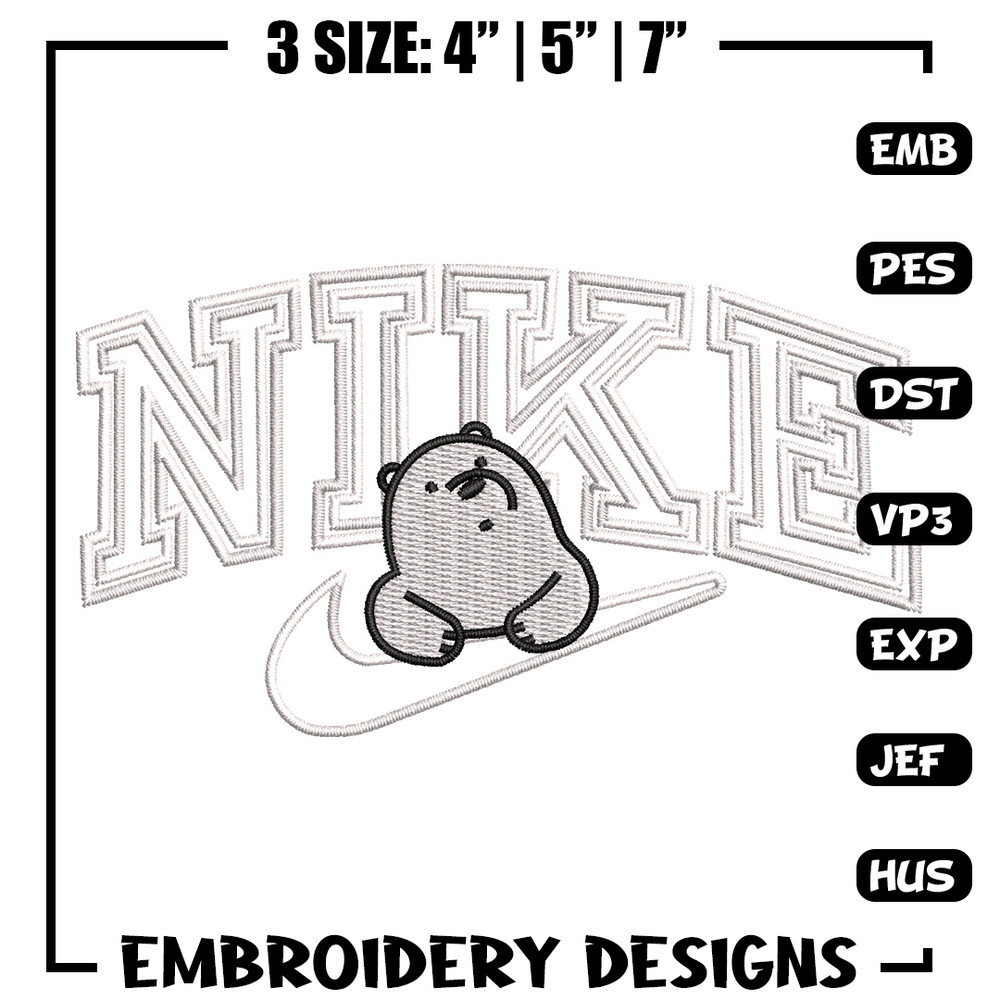 Nike white bear embroidery design, Cartoon embroidery, Nike design, Embroidery shirt, Embroidery file,Digital download.jpg
