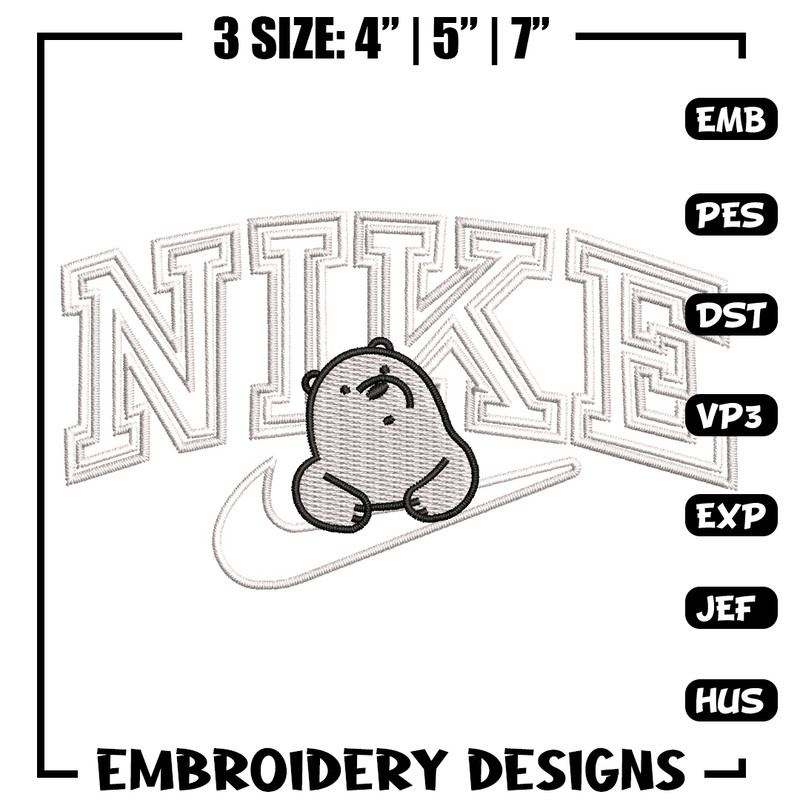 Nike white bear embroidery design, Cartoon embroidery, Nike design, Embroidery shirt, Embroidery file,Digital download.jpg