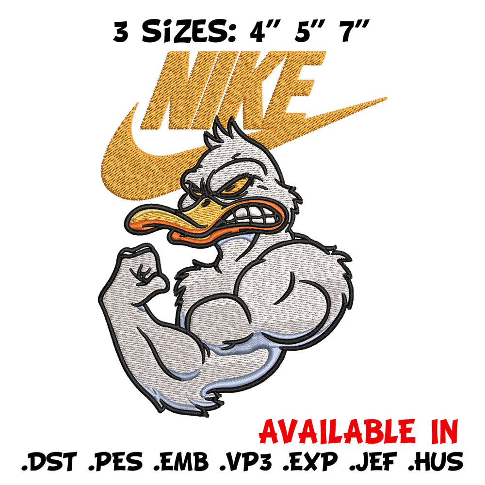 Strong Duck Stock Illustration Nike Embroidery design, cartoon Embroidery, Nike design, logo shirt, Instant download..jpg