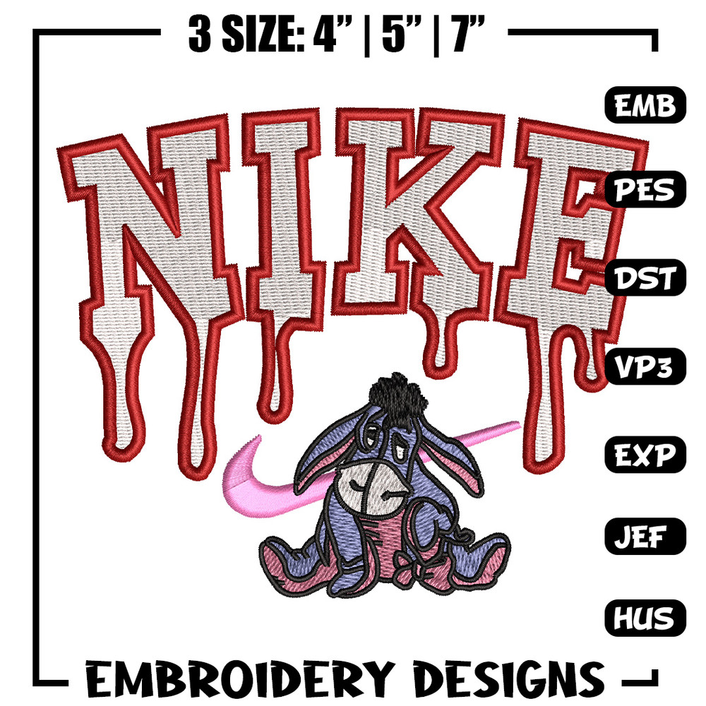 Nike x donkey embroidery design, Eeyore embroidery, Nike design, Embroidery shirt, Embroidery file, Digital download.jpg