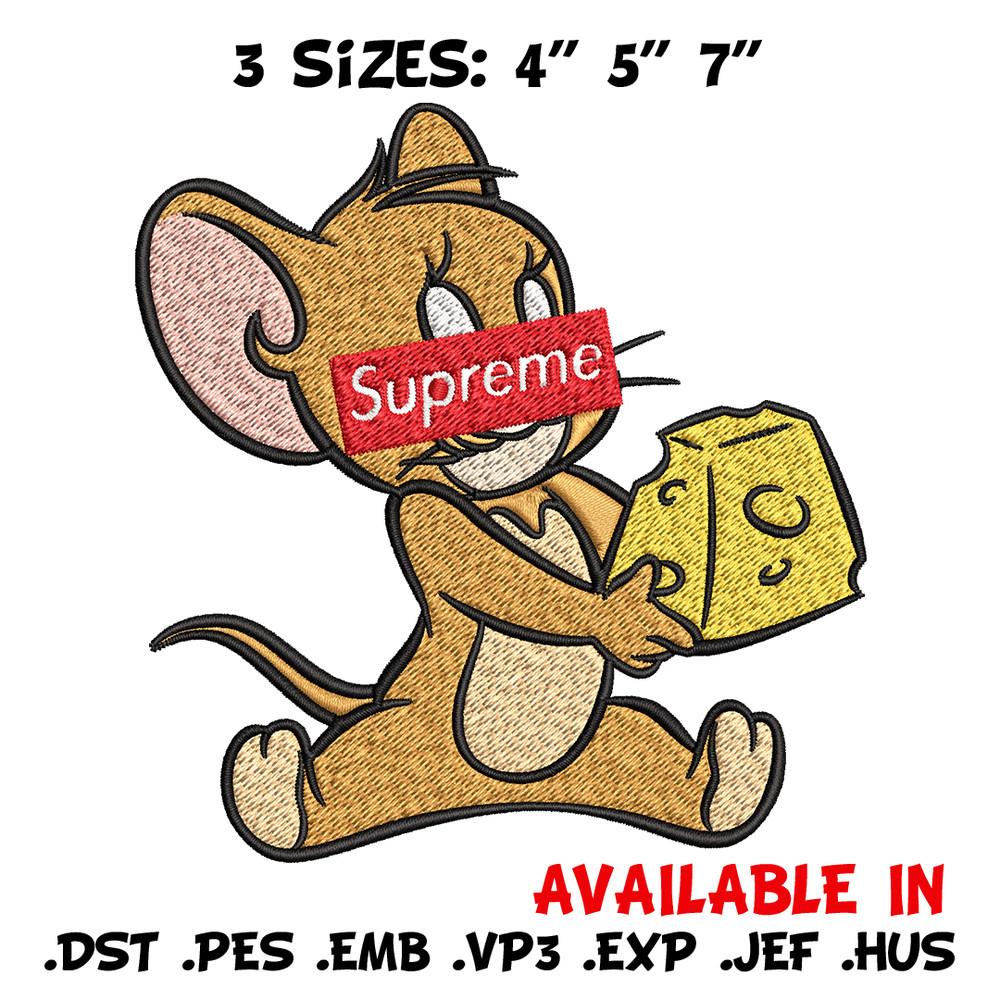 Supreme Cartoon Jerry Embroidery design, Disney cartoon Embroidery, cartoon design, Embroidery File, Digital download.jpg