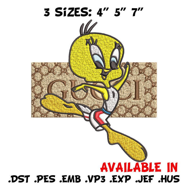 Tweety Gucci Embroidery design, Tweety Gucci cartoon Embroidery, cartoon design, Embroidery File, Digital download..jpg