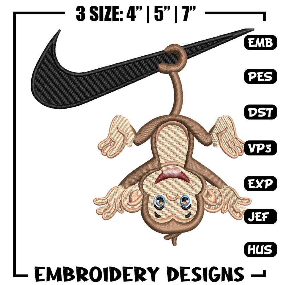 Nike x monkey embroidery design, Monkey embroidery, Nike design, Embroidery shirt, Embroidery file, Digital download.jpg