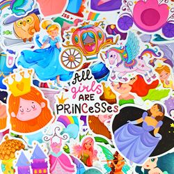 50 PCS Princess Sticker Pack, Fairy Tale Stickers, Cartoon Stickers, Elf stickers, Funny Stickers, Laptop Decals