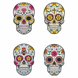 day of the dead svg, sugar skull cut files, skull bundle svg, sugar skull silhouette, sugar skull svg