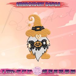 halloween gnome embroidery design, gnome boo embroidery, halloween embroidery, machine embroidery designs