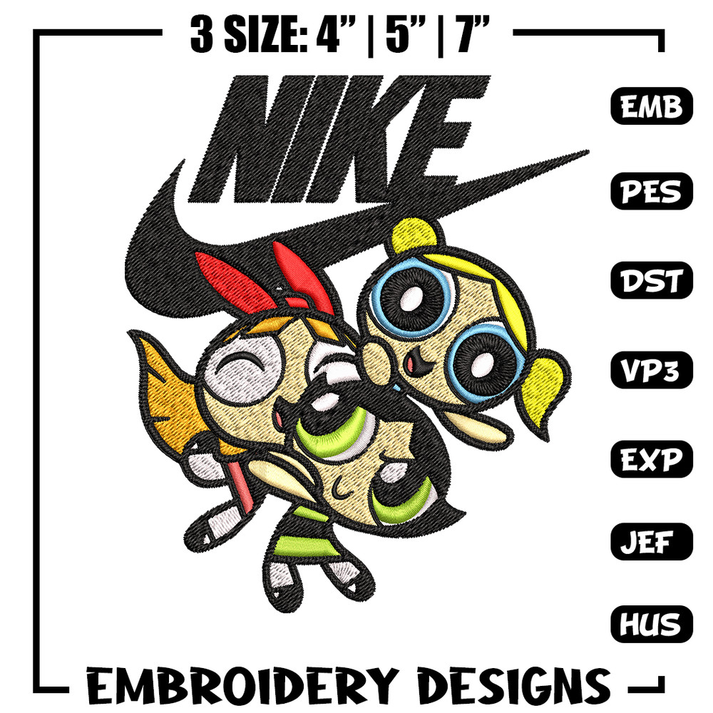 Powerpuff Girls Nike Embroidery design, Powerpuff Girls Embroidery, Nike design, Embroidery file, Instant download..jpg