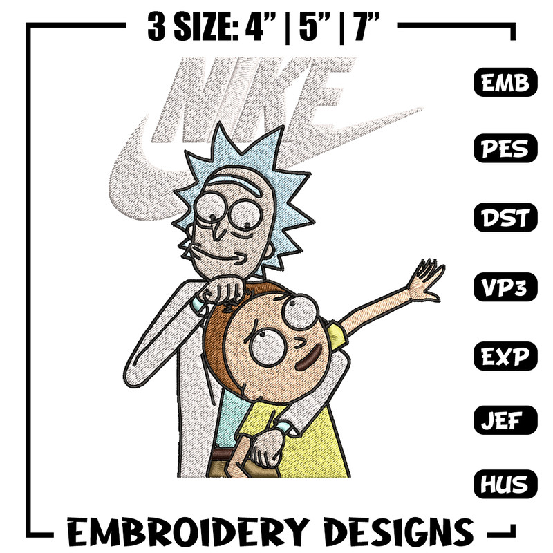 Rick and Morty Just Rick It Embroidery design, Cartoon Embroidery, Logo Nike design, Embroidery file, Instant download..jpg