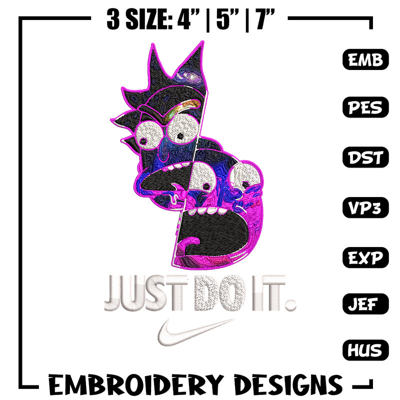 Rick and Morty x Just Rick It Embroidery design, Cartoon Embroidery, Logo Nike design, Embroidery file, Instant download.jpg