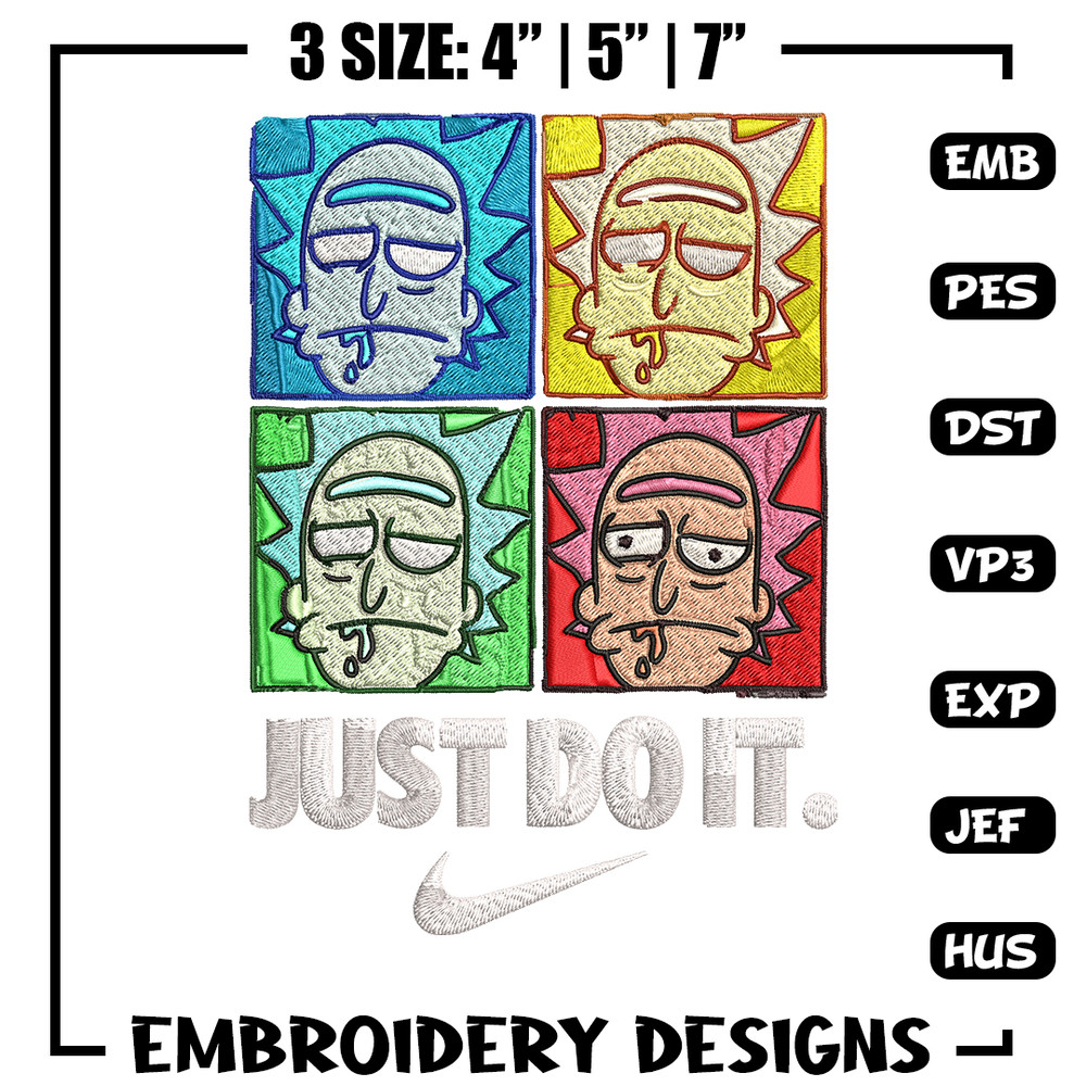 Rick and Morty x Just Rick It Embroidery design, Cartoon Embroidery, Nike design, Embroidery file, Instant download.jpg