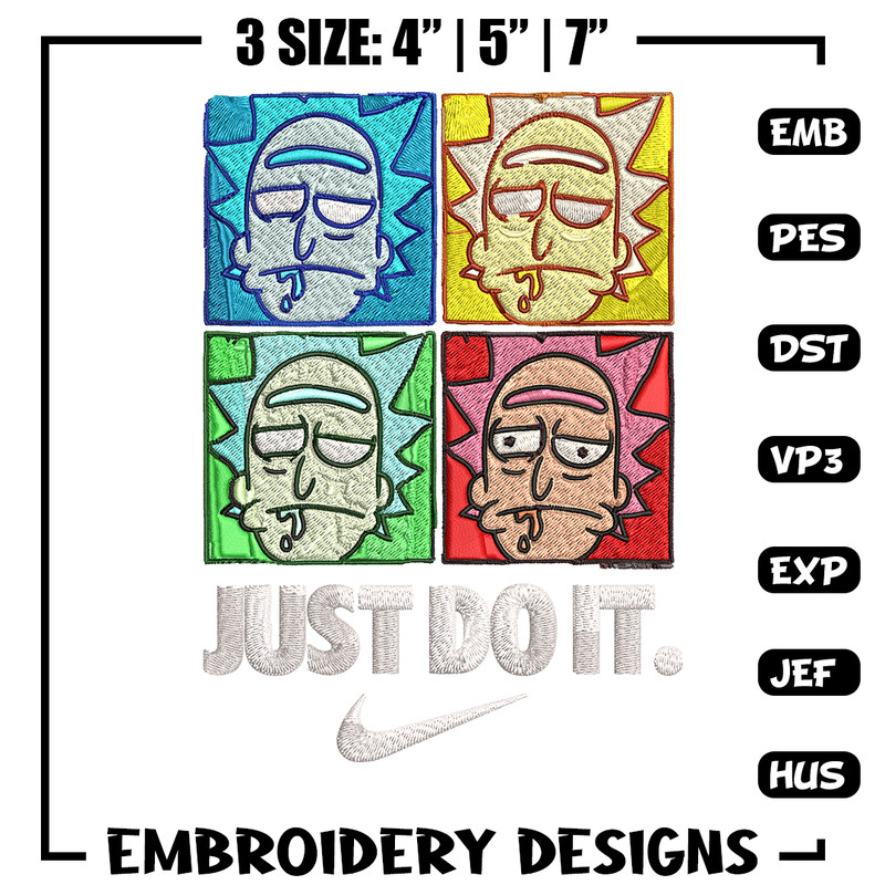 Rick and Morty x Just Rick It Embroidery design, Cartoon Embroidery, Nike design, Embroidery file, Instant download.jpg