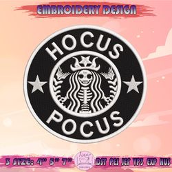 hocus pocus coffee embroidery design, halloween starbucks embroidery, coffee halloween embroidery, machine embroidery designs