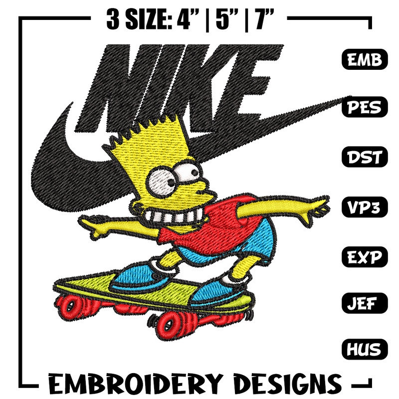 Simpson funny Nike Embroidery design, Simpson cartoon Embroidery, Nike design, Embroidery file, Instant download..jpg