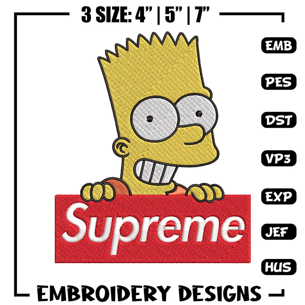 Simpson Supreme Embroidery design, Simpson Embroidery, cartoon design, Embroidery File, logo shirt, Instant download..jpg