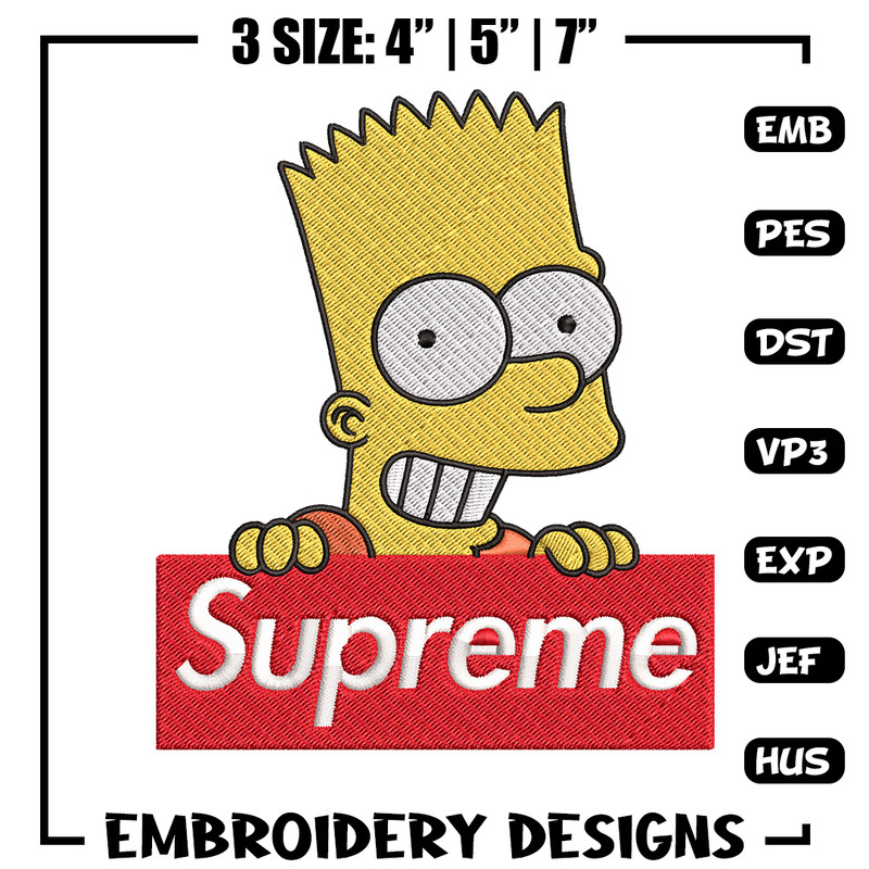Simpson Supreme Embroidery design, Simpson Embroidery, cartoon design, Embroidery File, logo shirt, Instant download..jpg
