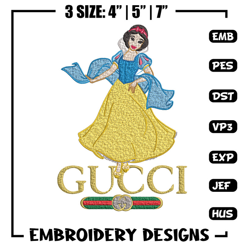 Snow White Gucci Embroidery design, Snow White cartoon Embroidery, cartoon design, Embroidery File, Instant download..jpg