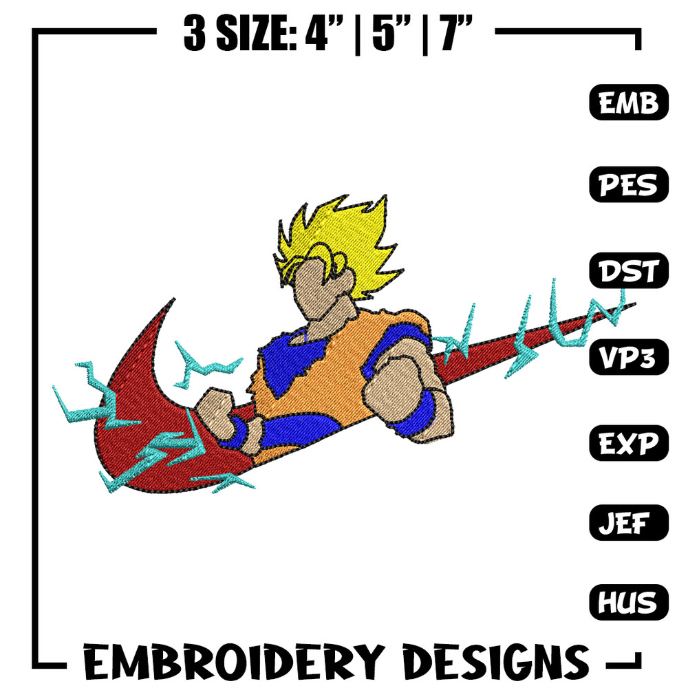 Songoku nike embroidery design, Dragon ball embroidery, Nike design, anime design, anime shirt, Digital download.jpg