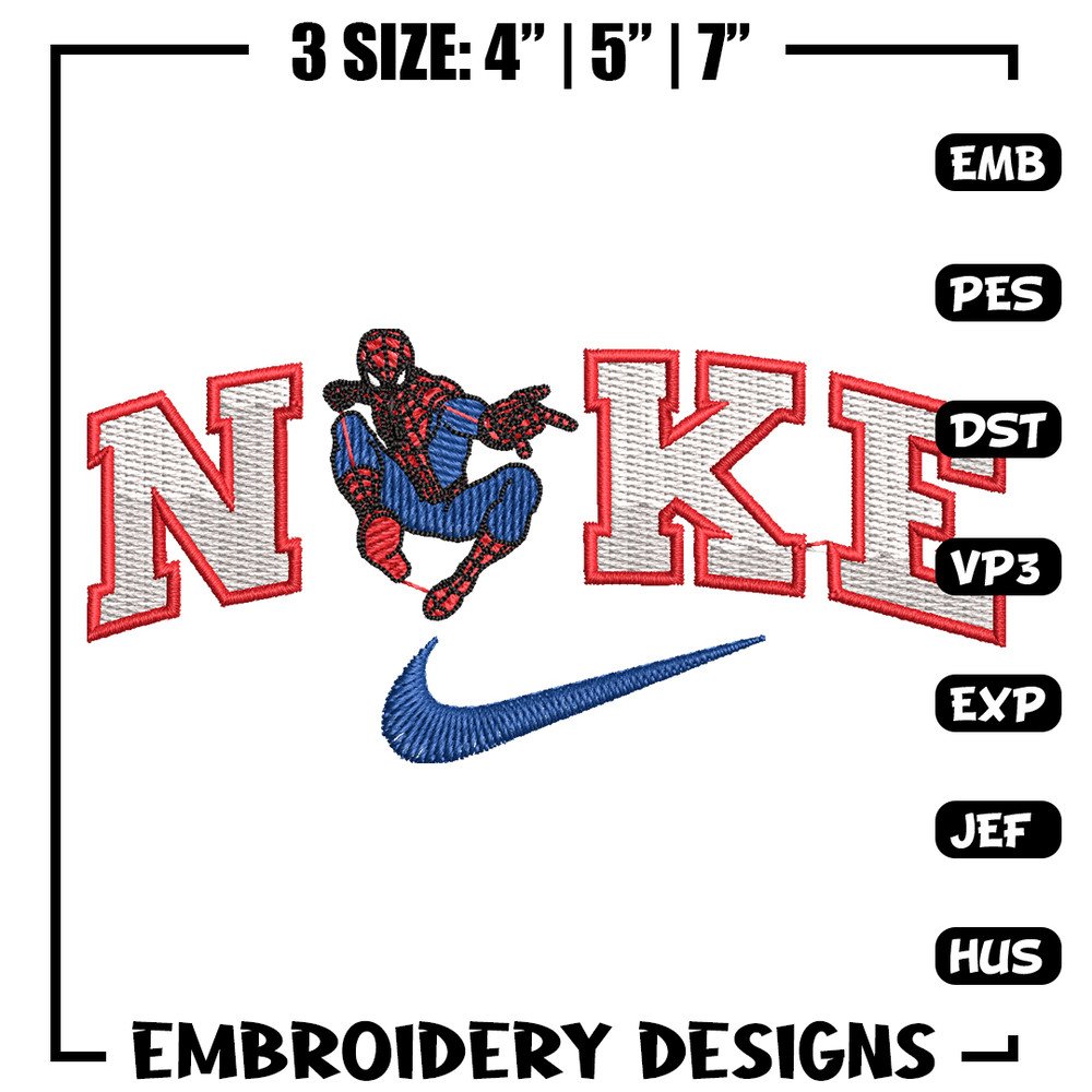 spaiderman nike embroidery design, spaiderman embroidery, logo design, logo shirt, digital download.jpg