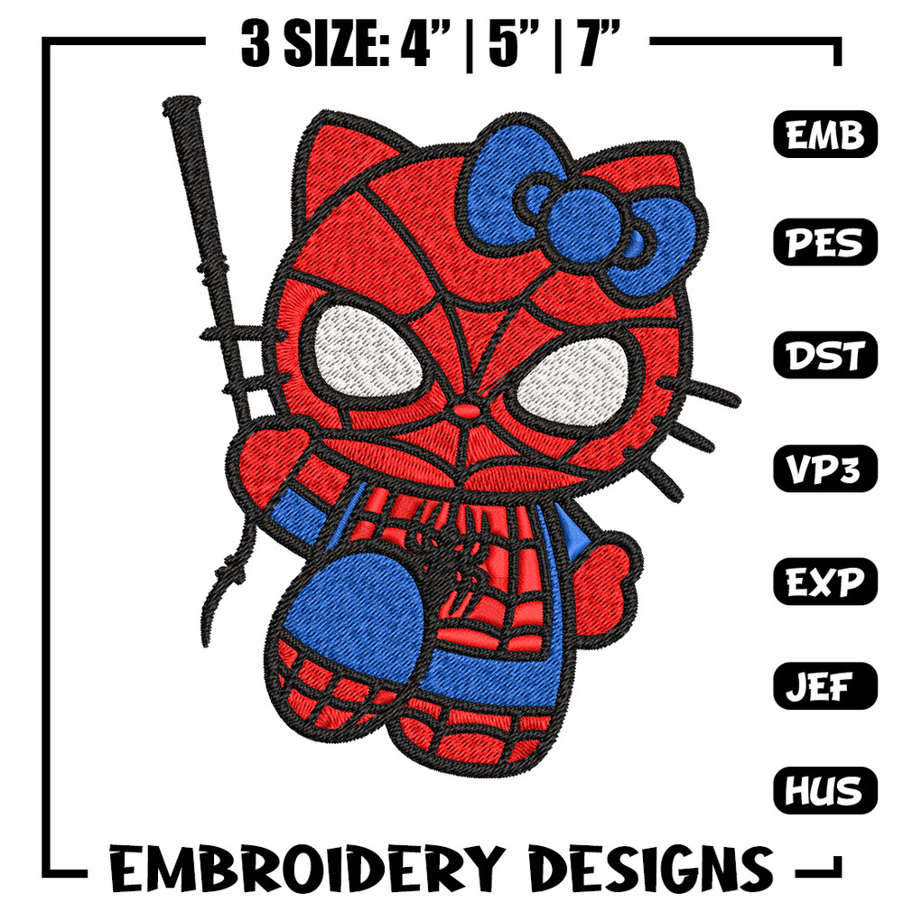Spiderman Hellokitty Embroidery design, Hellokitty Embroidery, cartoon design, Embroidery File, Digital download..jpg