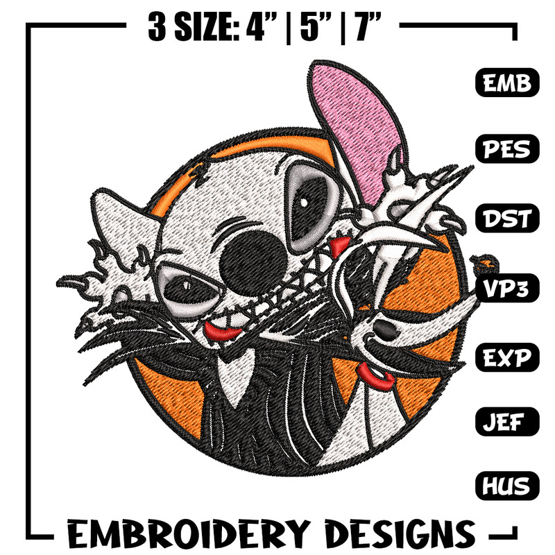Stitch Jack Skellington Embroidery design, Halloween Embroidery, Embroidery File, cartoon design, Digital download..jpg