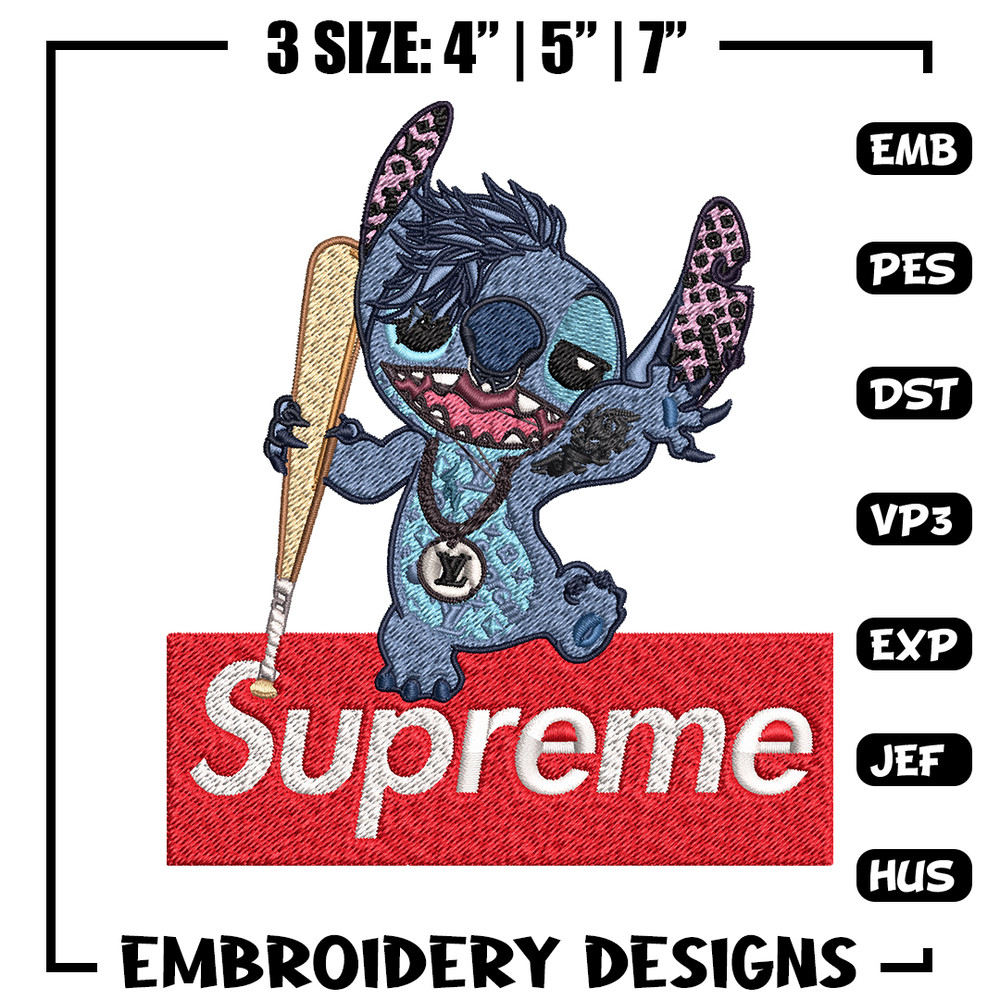 Stitch Supreme Embroidery design, cartoon Embroidery, cartoon design, Embroidery File, cartoon shirt, Digital download..jpg