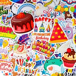 50 PCS Happy Birthday Sticker Pack, Balloon Cake Stickers, Decoration Funny Stickers, Party Celebration Decals