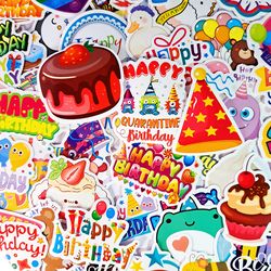 50 pcs happy birthday sticker pack, balloon cake stickers, decoration funny stickers, party celebration decals