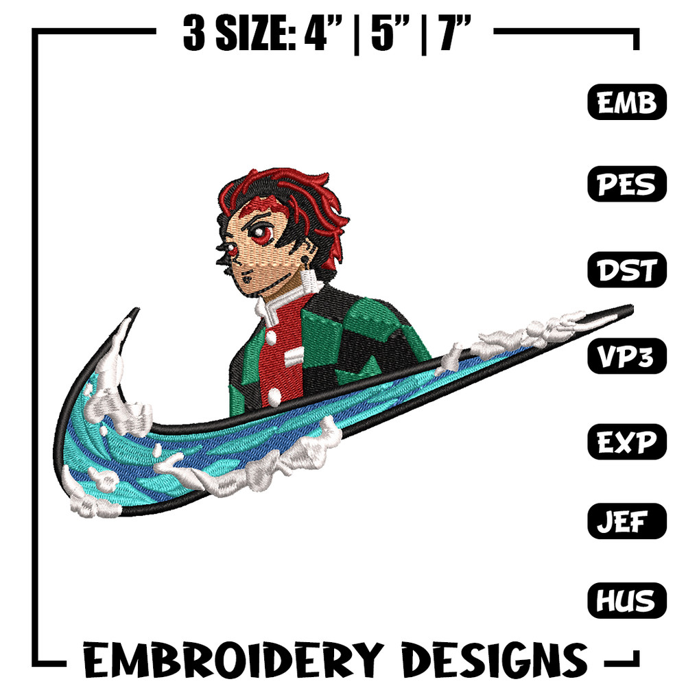 Tanjiro kamado Nike embroidery design, Kimetsu no Yaiba embroidery, Nike design, anime design, Digital download.jpg