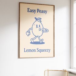 easy peasy lemon squeezy, retro wall art, retro character illustration, cute poster, trendy wall print, vintage decor, r
