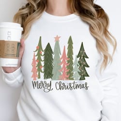merry christmas sweatshirt, christmas sweater, christmas crewneck, christmas tree tshirt, merry christmas t-shirt for wo