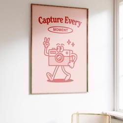 photography retro wall art, camera poster print, gift for photographer, camera illustration print, trendy quote, downloa