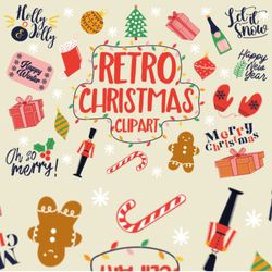 Vintage Festivities- Retro Christmas Clipart Set