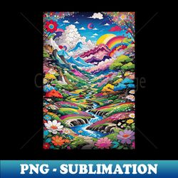 Mountain landscape painting from takashi murakami inspired - PNG Transparent Sublimation File - Transform Your Sublimation Creations